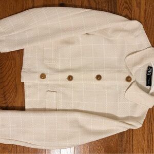 Zara Off-White Textured Blazer